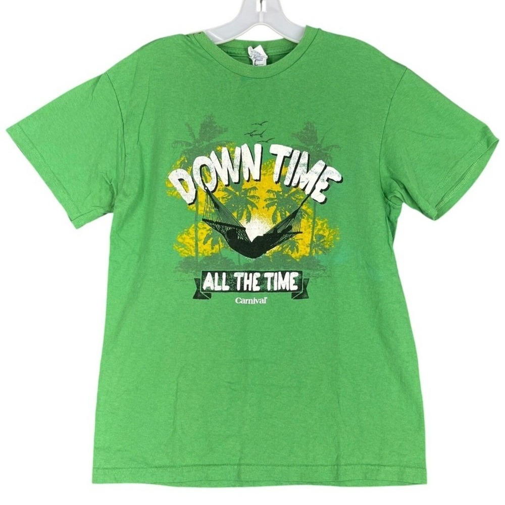Down Time Carnival Cruise Shirt Mens M‎ Graphic Tee Tropical Vacation Resortwear